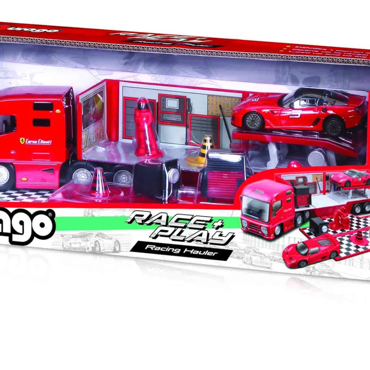 شاحنة سباق فيراري Race & Play بمقياس 1/43، تتضمن سيارة واحدة